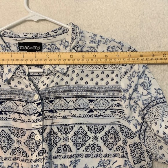 Mac and Me Womens Black Multicolor Tribal Print Button Down Long Sleeve Top Sz L - Picture 8 of 10